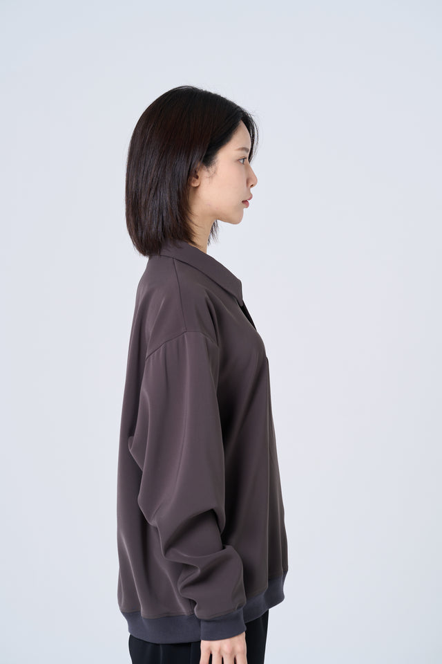 【数量限定カラー】Comfortable long-sleeve polo shirt(charcoal gray)