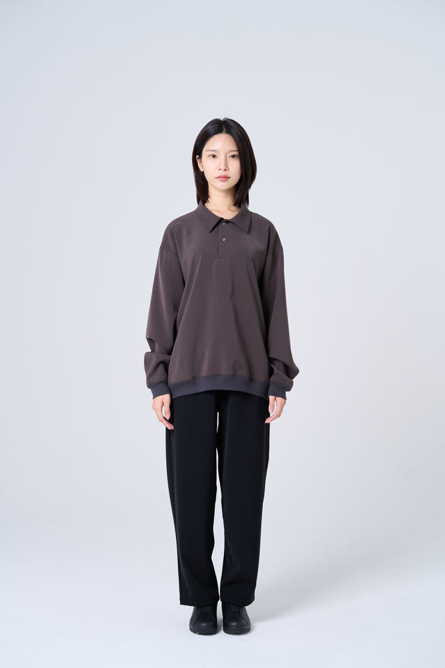 【数量限定カラー】Comfortable long-sleeve polo shirt(charcoal gray)