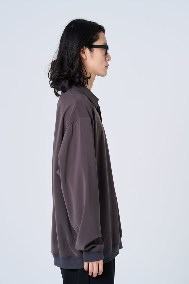 【数量限定カラー】Comfortable long-sleeve polo shirt(charcoal gray)