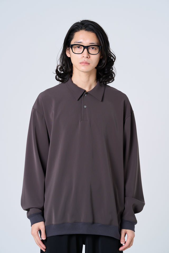 【数量限定カラー】Comfortable long-sleeve polo shirt(charcoal gray)