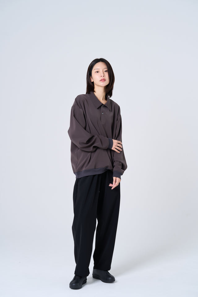 【数量限定カラー】Comfortable long-sleeve polo shirt（charcoal gray）