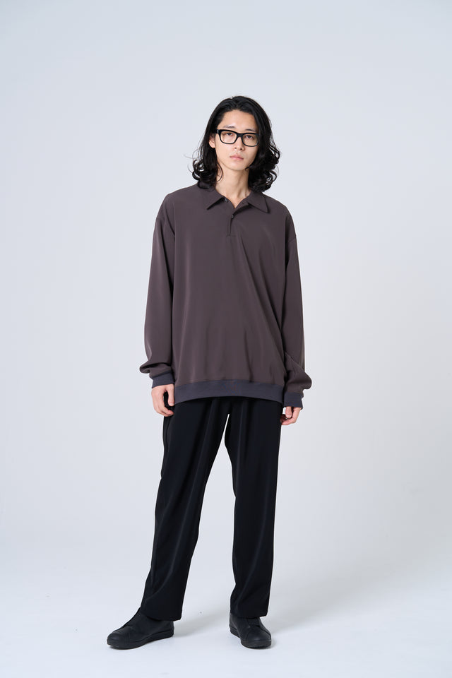 【数量限定カラー】Comfortable long-sleeve polo shirt（charcoal gray）