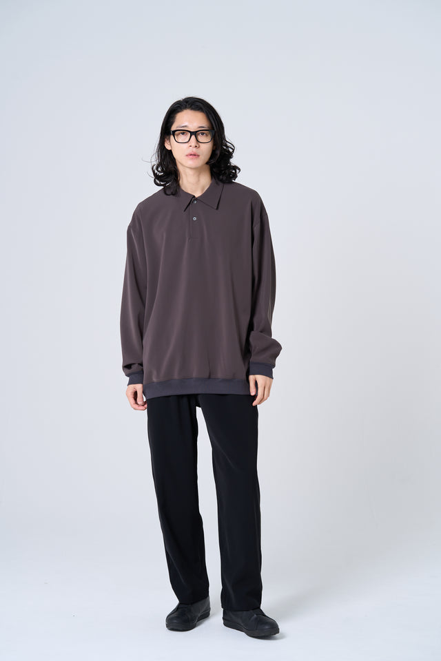 【数量限定カラー】Comfortable long-sleeve polo shirt（charcoal gray）