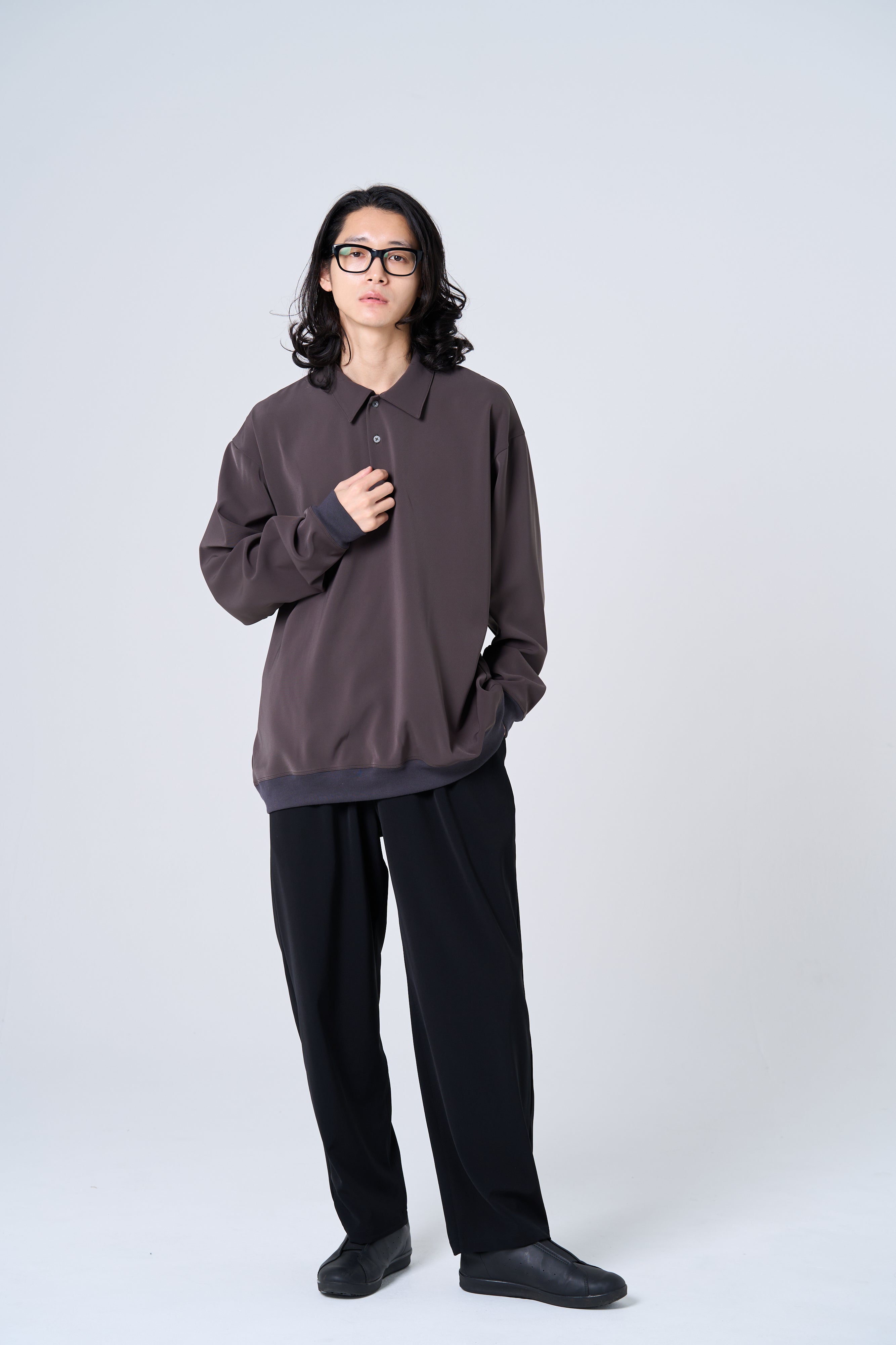 TP-03 Comfortable long-sleeve polo shirt（charcoal gray） – jocund